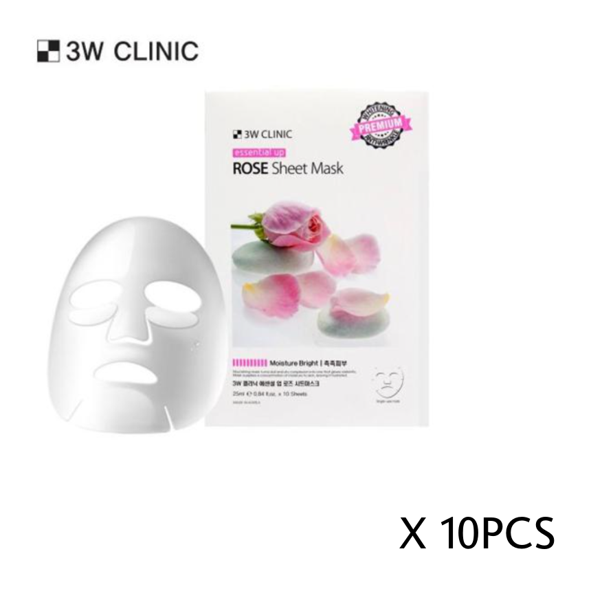 3W CLINIC Essential Up Sheet Mask 25ml x 10 Sheets (6 Options)