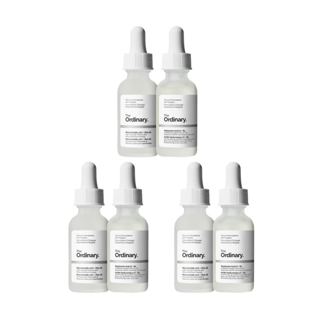 The Ordinary [Renewal] Skin Support Set ((Niacinamide 10% + Zinc 1%)30ml + ( Hyaluronic Acid 2% + B5) 30ml)   (3 Options)