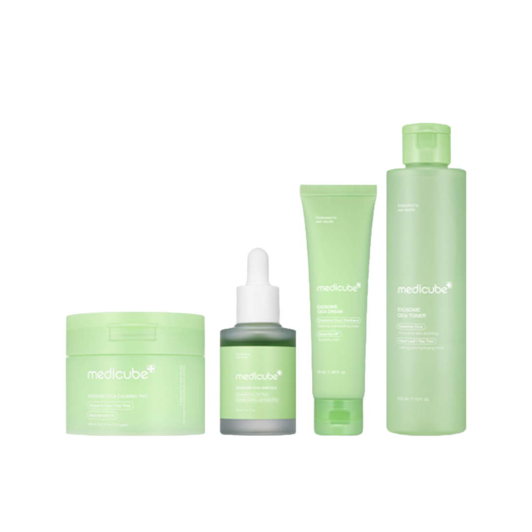 Medicube Exosome Cica Uneven Skin Soothing Set (Exosome Cica Calming 150 ml (100 pads), Ampoule 30 ml) (7 Options)
