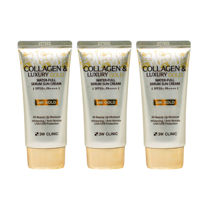 3W CLINIC Collagen & Luxury Gold Water-Full Serum Sun Cream 50g (3 Options)