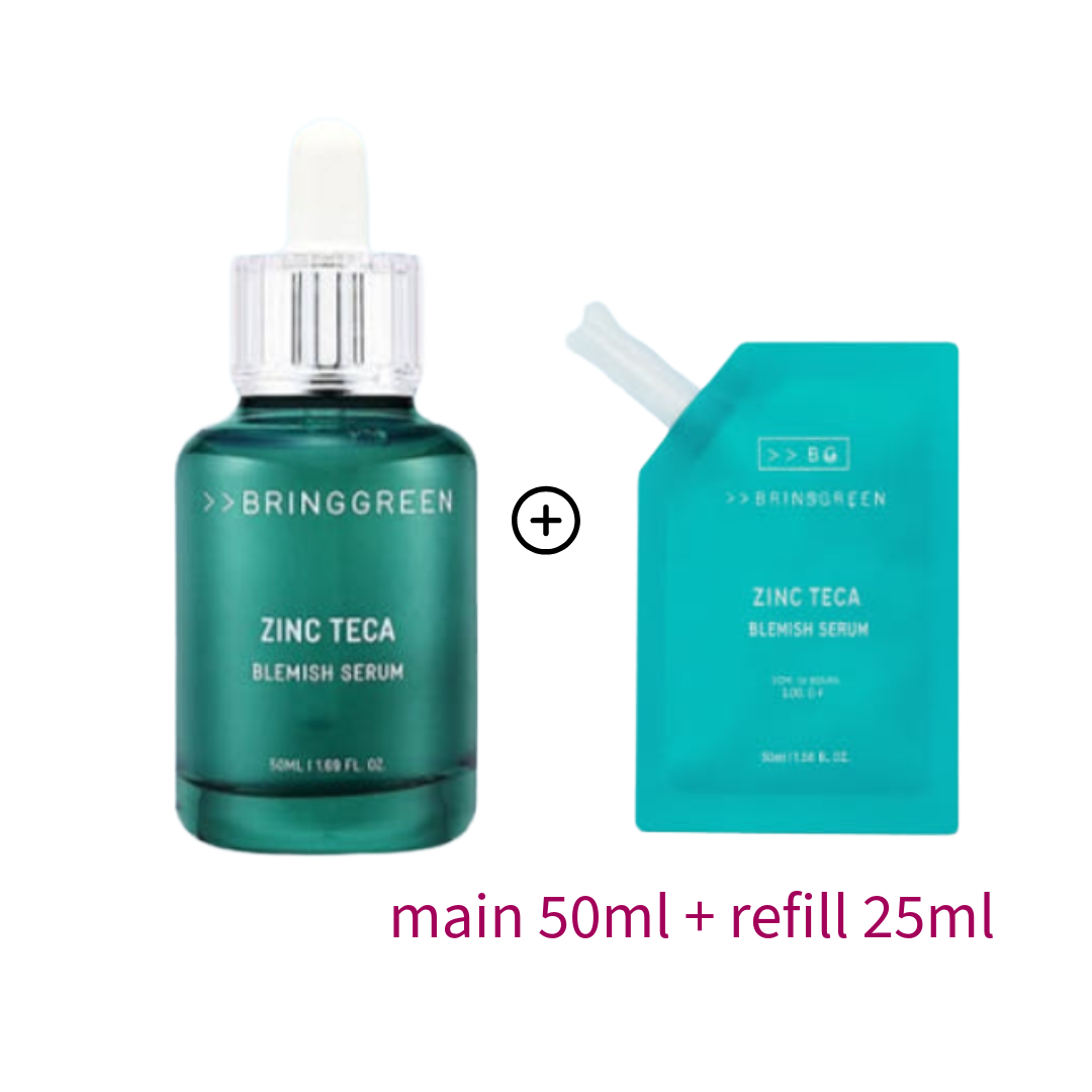 Bring Green Zinc Teca Blemish Serum 50ml + 25ml Refill / 25ml + 25ml Refill / 1.5ml x10ea (3 Options)