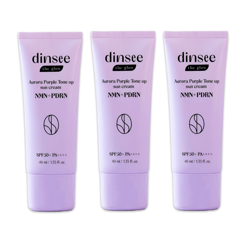 dinsee The Glow Aurora Purple Tone-Up Sun Cream NMN+PDRN SPF50+ PA++++ 40ml (3 Options)