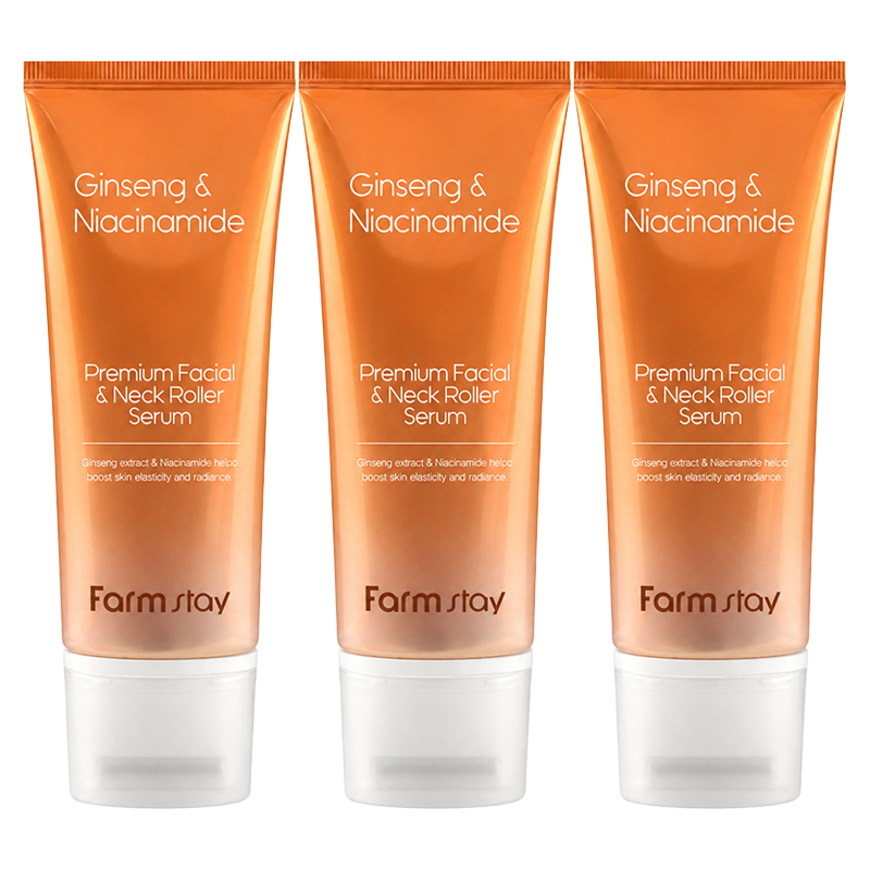 farmstay ginseng & niacinamide premium facial & neck roller serum 100ml (3 options)