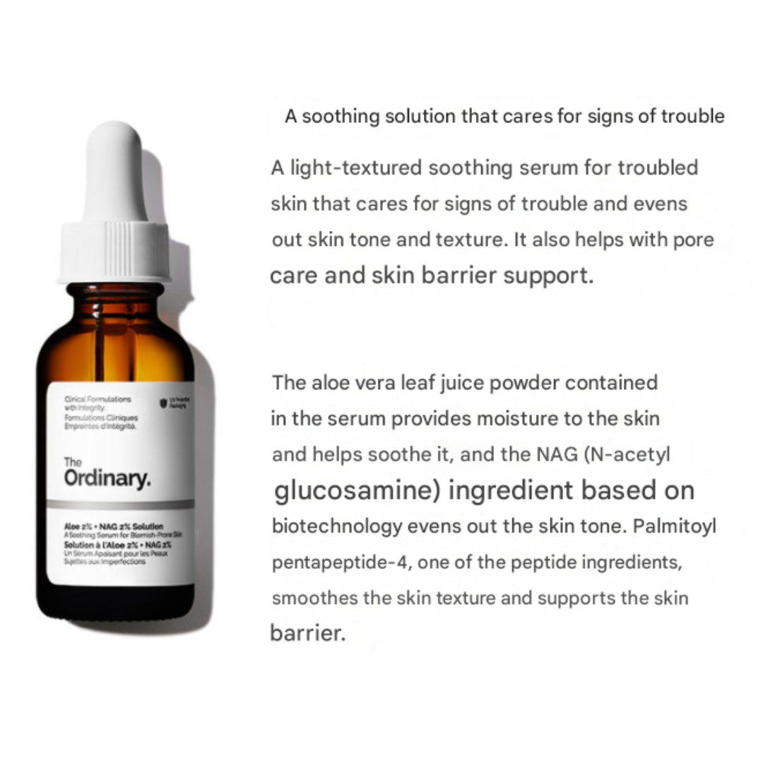 The Ordinary Aloe 2% + NAG 2% Solution 30ml (3 Options)