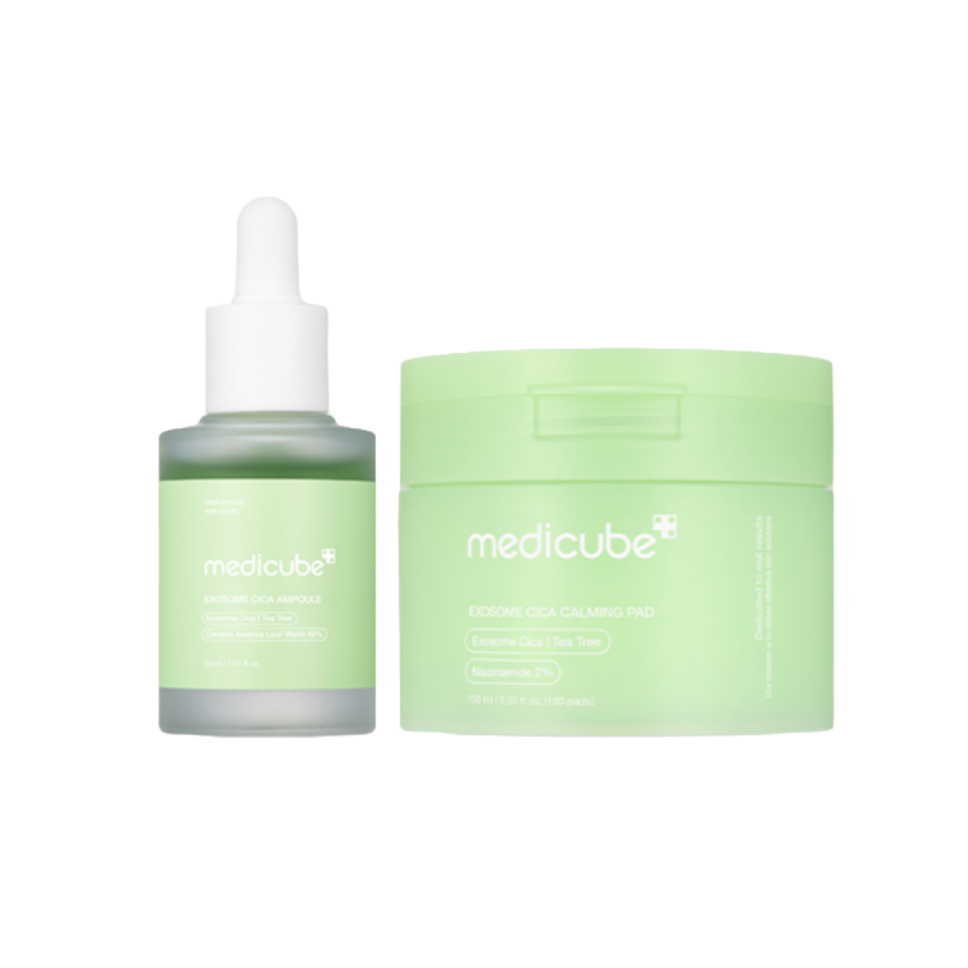 Medicube Exosome Cica Uneven Skin Soothing Set (Exosome Cica Calming 150 ml (100 pads), Ampoule 30 ml) (7 Options)