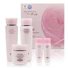 3W CLINIC Flower Effect Extra Moisturizing Skin Care 3 Set (Toner+Emulsion+Cream)