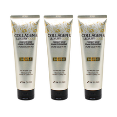 3W CLINIC Collagen & Luxury Gold Perfect Whip Foam Cleanser 180g (3 Options)