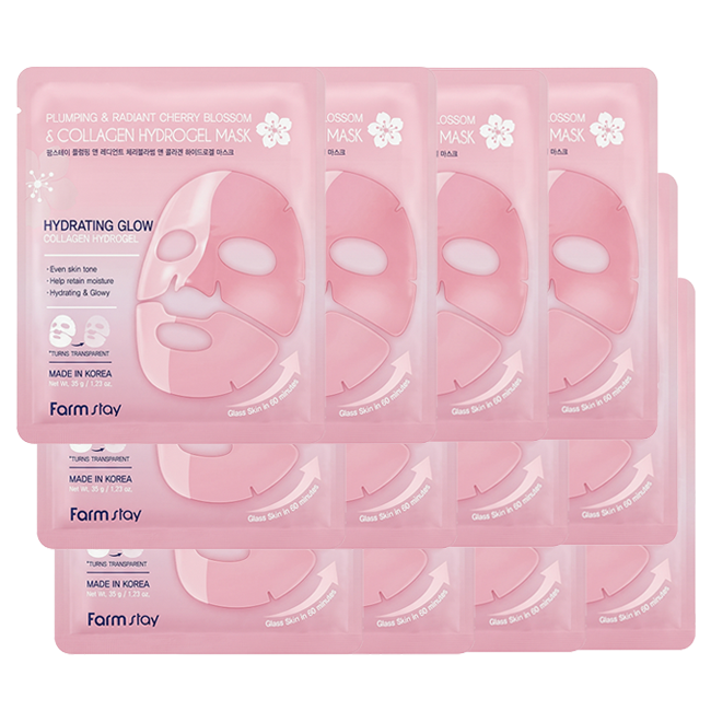 FARM STAY Hydrogel Mask 35g × 4 Sheets (Cherry Blossom & Collagen / Collagen & Red Bean)  (7 Options)