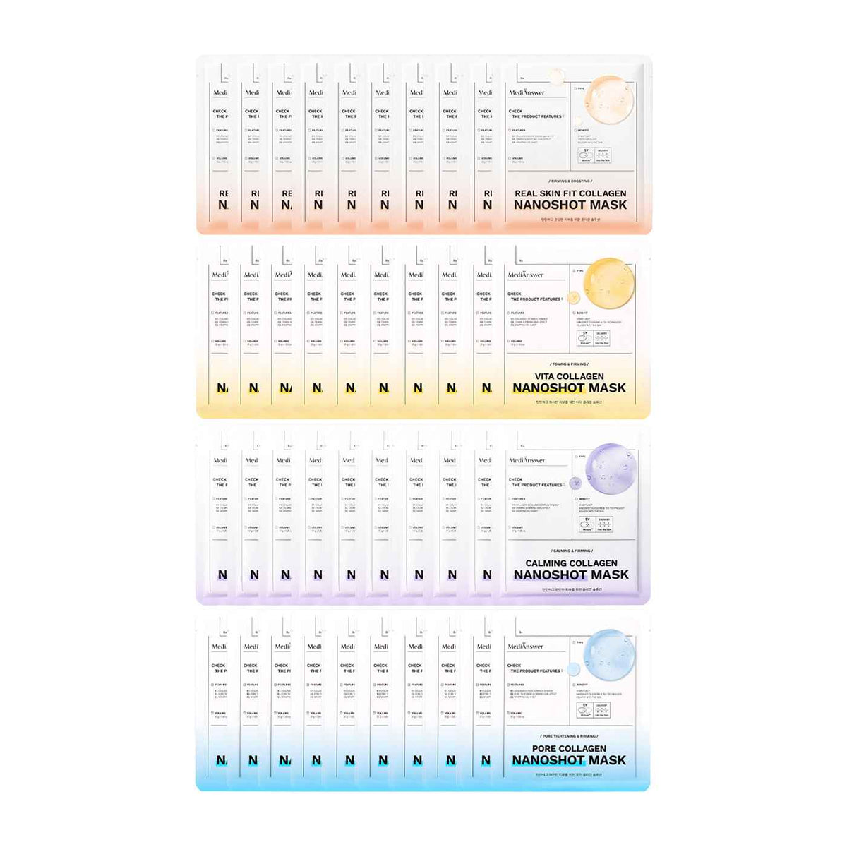 MediAnswer Collagen Nanoshot Mask (Calming / Pore / Vita / Real Skin Fit) (10 Options)