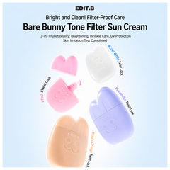 EDIT.B Bare Bunny Tone Filter Sun Cream 30ml (Pink / Purple / Milk White / Nude Beige) (12 Options)