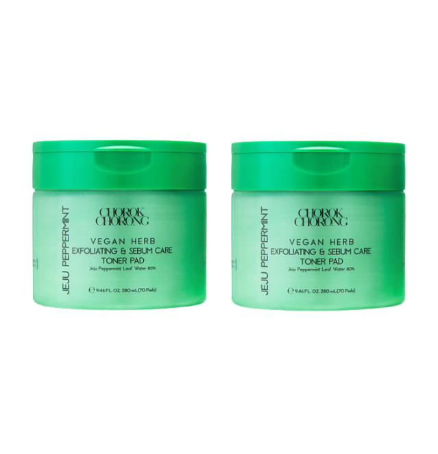 Chorok Chorong Vegan Herb Exfoliating & Sebum Care Jeju Peppermint Toner Pad (280ml+70Pads) (3 Options)