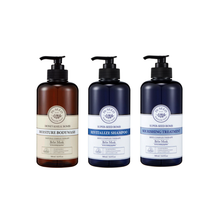 Dr.SEED Super Seed Bomb Shampoo, Treatment, Body Wash 500ml, 1000ml (Bebe Musk, Midnight Rose) (30 Options)