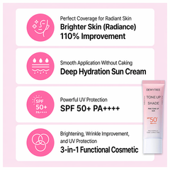 DEWYTREE Tone-Up Shade Sun Cream 40ml (Pink / Green / Cover) (10 Options)