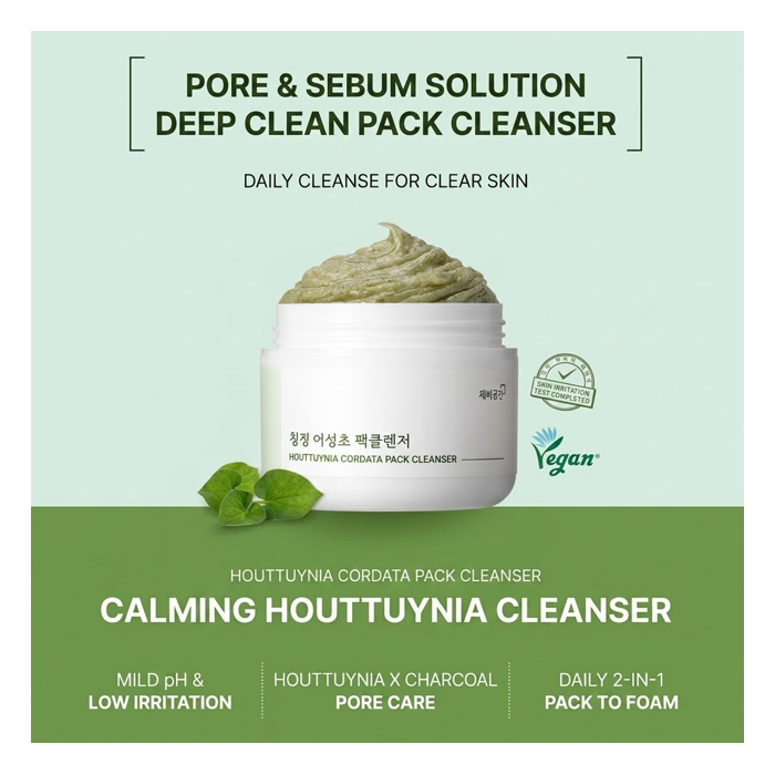 CHAEBIGONGGAN Pack Cleanser 45g (Centella / Houttuynia / Rice Bran) (10 Options)