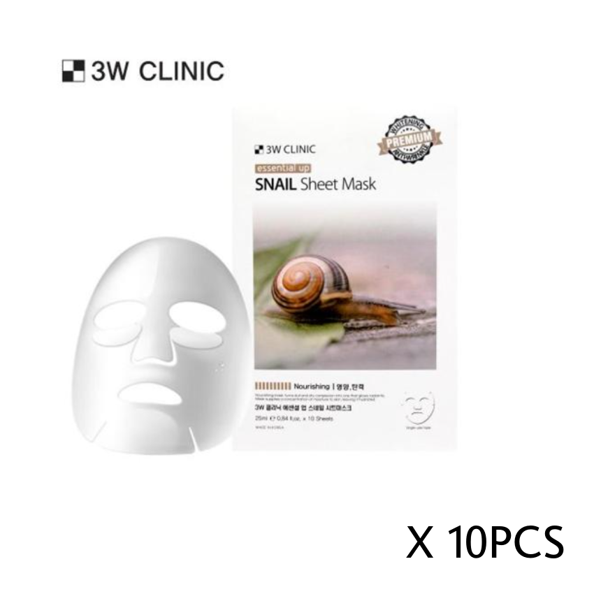 3W CLINIC Essential Up Sheet Mask 25ml x 10 Sheets (6 Options)
