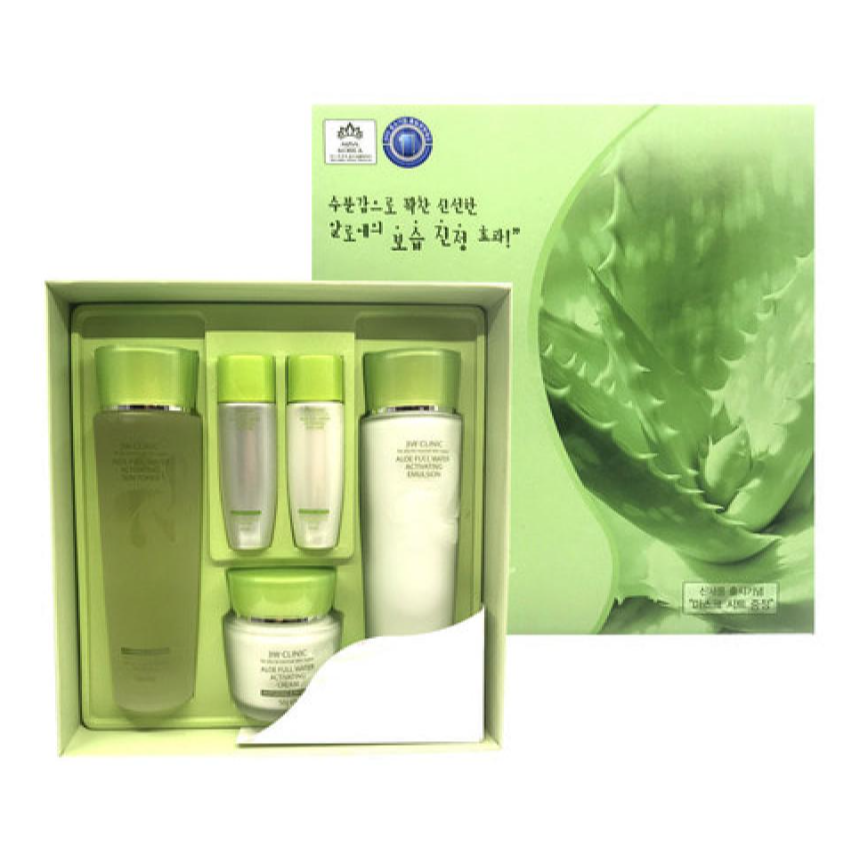 3W CLINIC Aloe Full Water Activating Skin Care 3 Set (Toner+Emulsion+Cream)