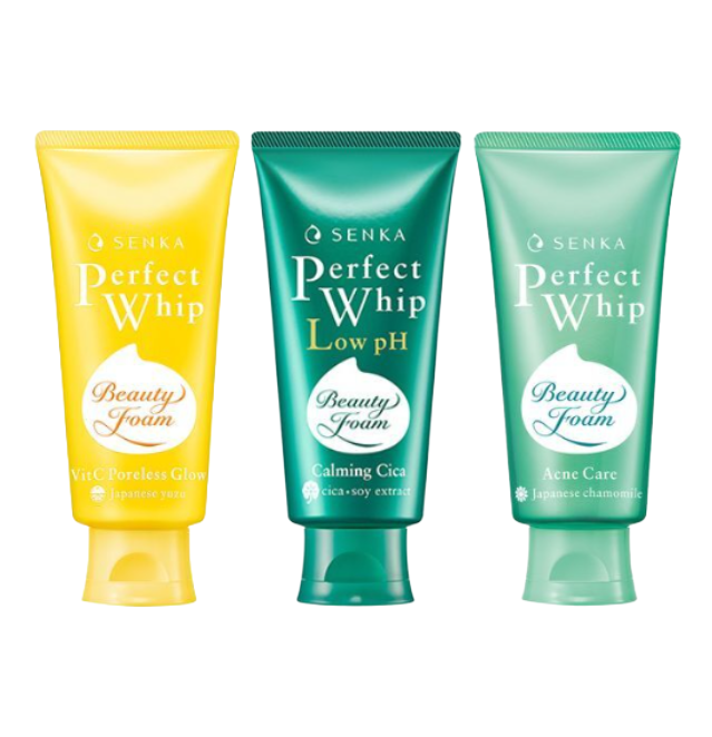 SENKA Perfect Whip Vitamin C Poreless Glow 100g, Perfect Whip Low pH Calming Cica 100g, Perfect Whip Acne Care 100g (10 Options)