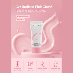 Enough Collagen 3X Moisture Tone-Up Sun Cream SPF50+ PA++++ 50ml (3 Options)
