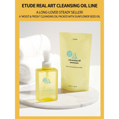 Etude Real Art Cleansing Oil Moisture 185ml (Full Size) + 185ml Refill Set (3 Options)