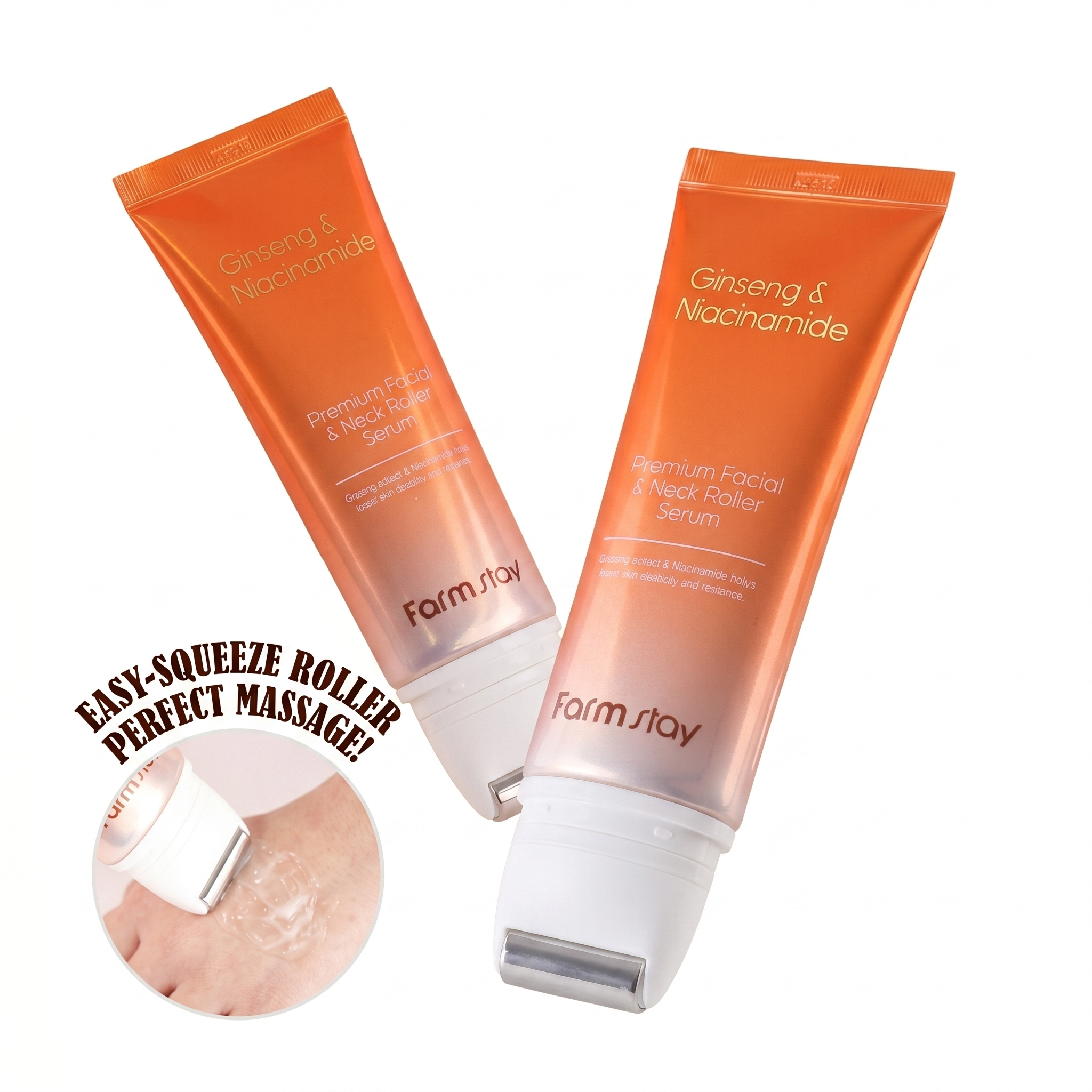 farmstay ginseng & niacinamide premium facial & neck roller serum 100ml (3 options)