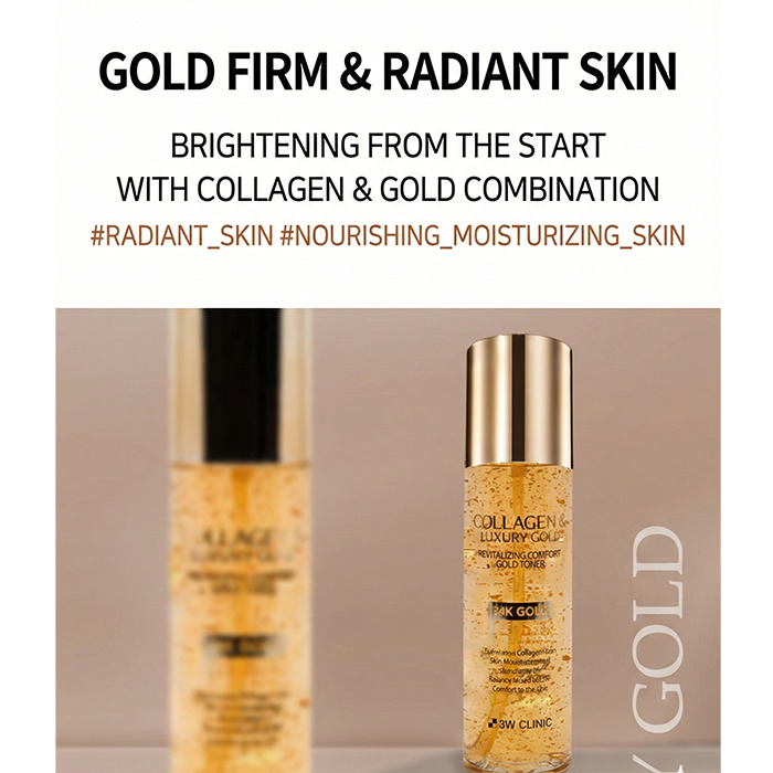 3W CLINIC Collagen & Luxury Gold Comfort Gold Toner 200ml (3 Options)