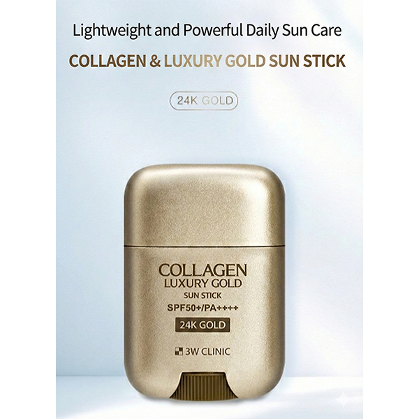 3W CLINIC Collagen & Luxury Gold Sun Stick 18g (3 Options)