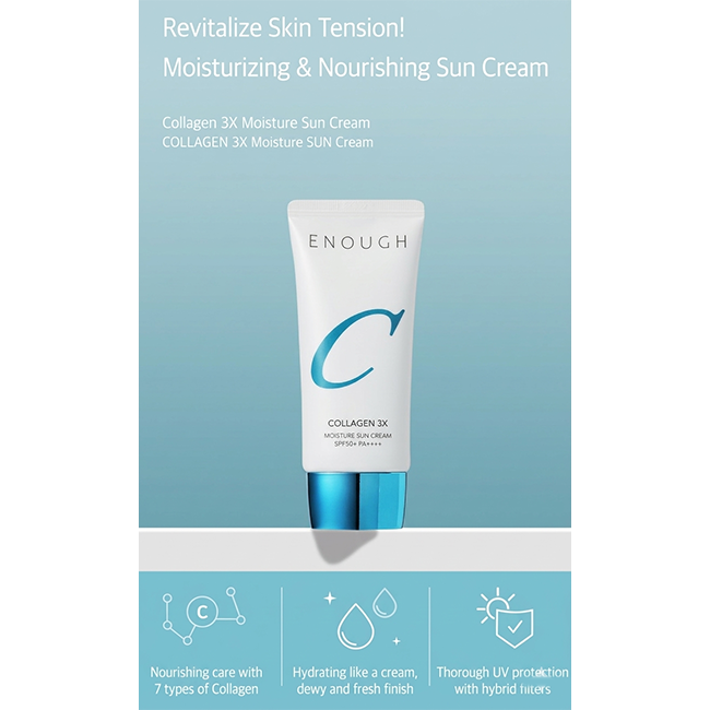 Enough Collagen 3X Moisture Sun Cream SPF50+ PA++++ 50ml (3 Options)