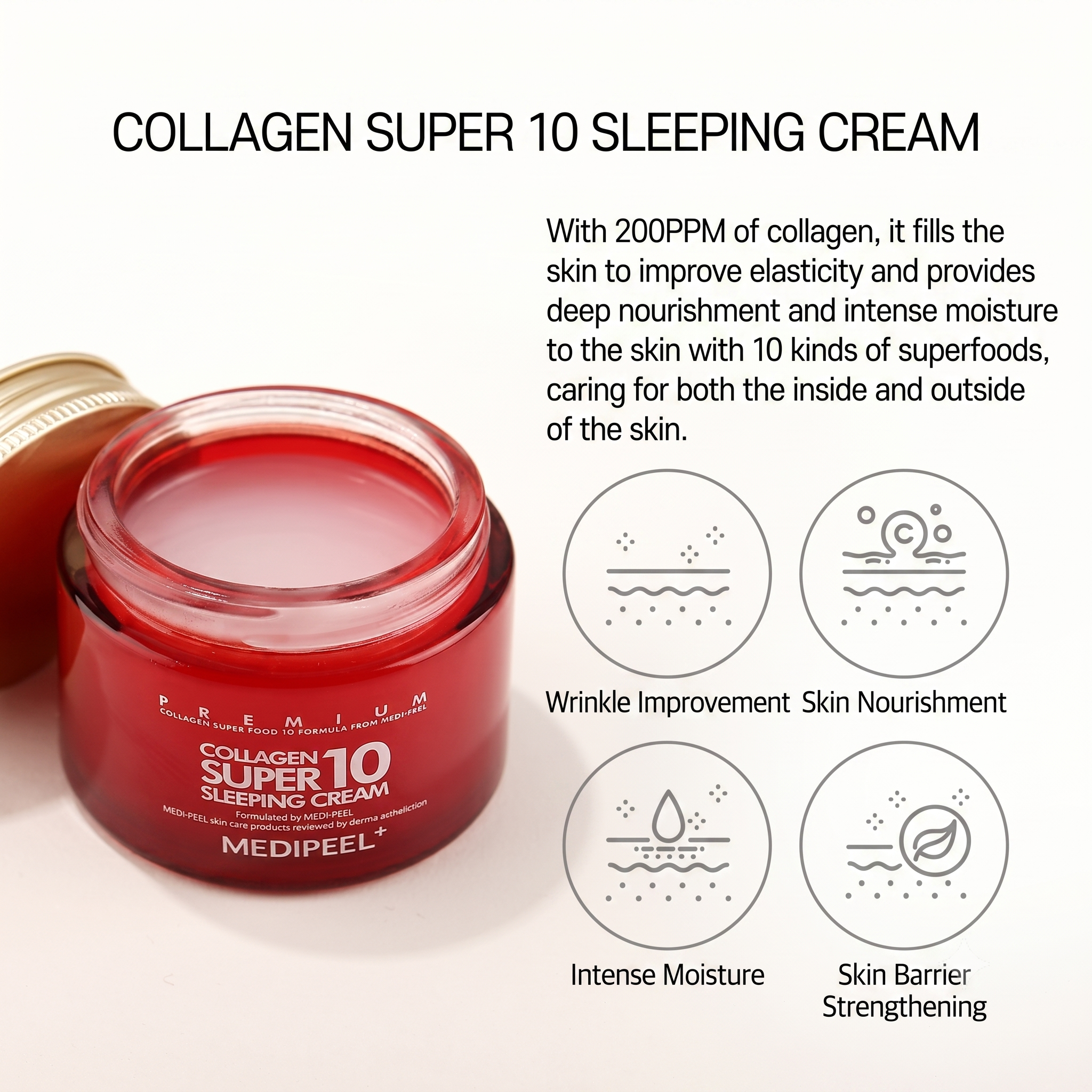 MEDIPEEL Collagen Super10 Sleeping Cream 70ml (3 Options)