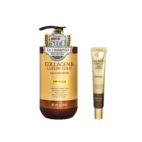 3W CLINIC Collagen & Luxury Gold Total Care (Body Cleanser, Body Lotion, Hair Essence, Hair Mist, Hair Ampoule) (2 Options)