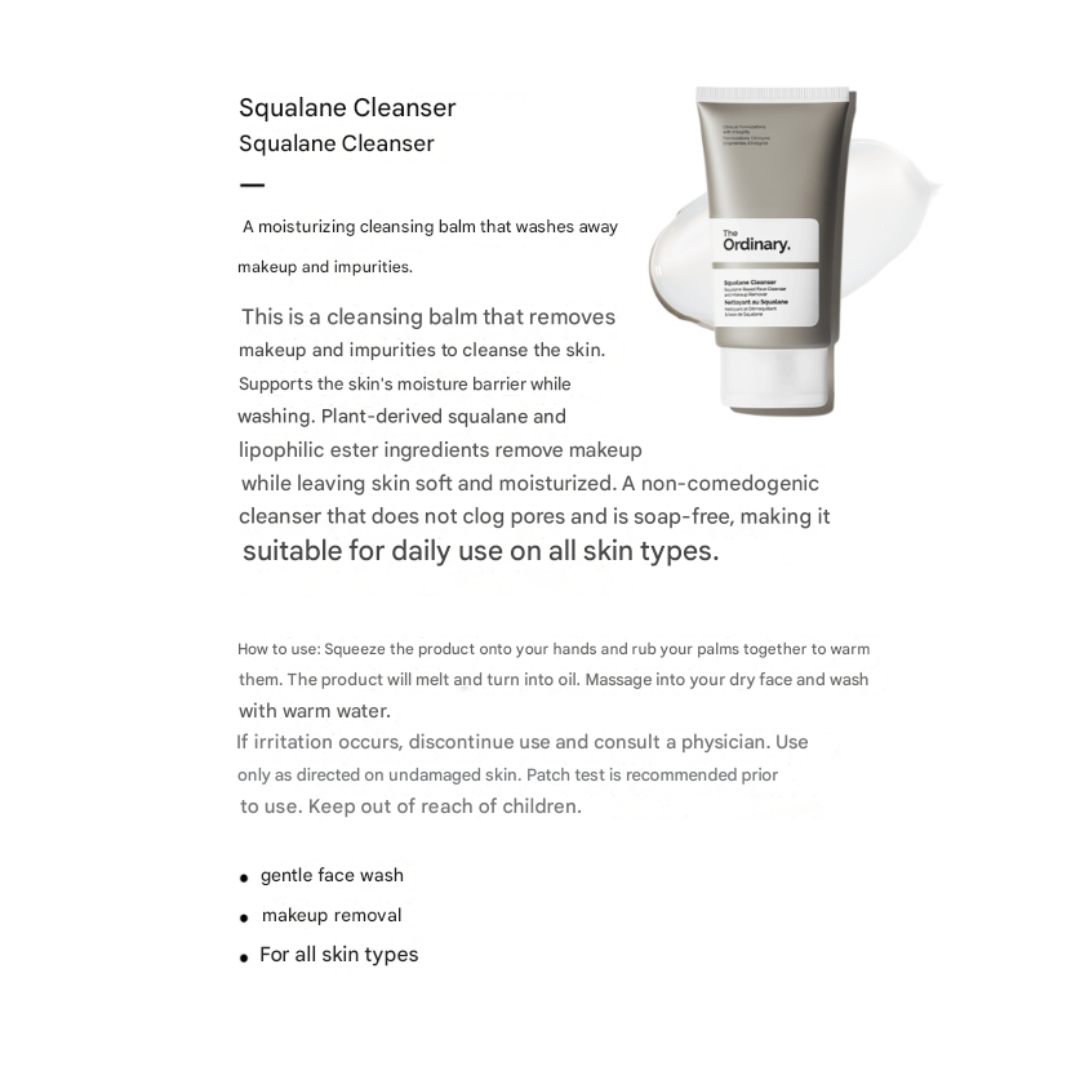 The Ordinary Daily Set (Squalane Cleanser 50ml + Hyaluronic Acid 2% + B5 30ml + Natural Moisturizing Factors + HA 30ml) (3 Options)