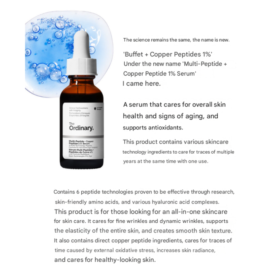 The Ordinary Multi-Peptide + Copper Peptides 1% Serum 30ml (3 Options)