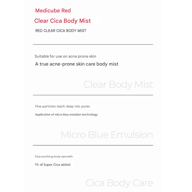 Medicube Red Clear Cica Body Mist 200ml (3 Options)