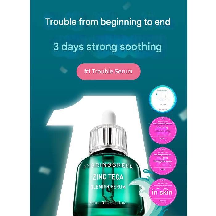 Bring Green Zinc Teca Blemish Serum 50ml + 25ml Refill / 25ml + 25ml Refill / 1.5ml x10ea (3 Options)