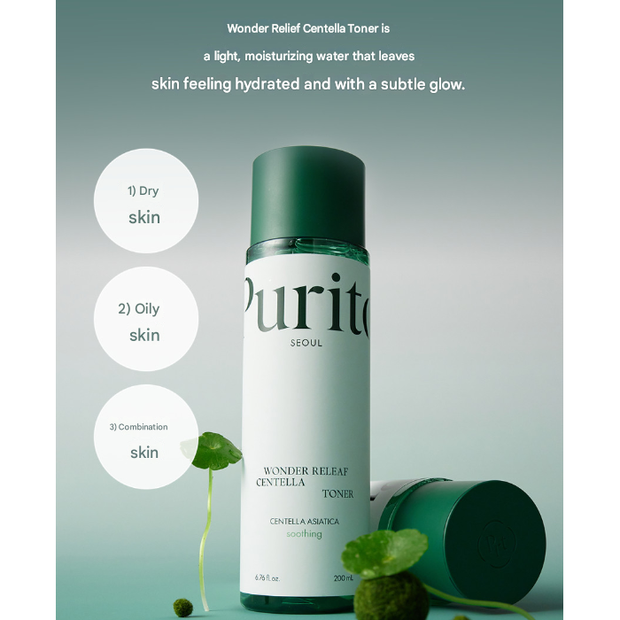 Purito Seoul Wonder Releaf Centella Toner 200ml (3 Options)