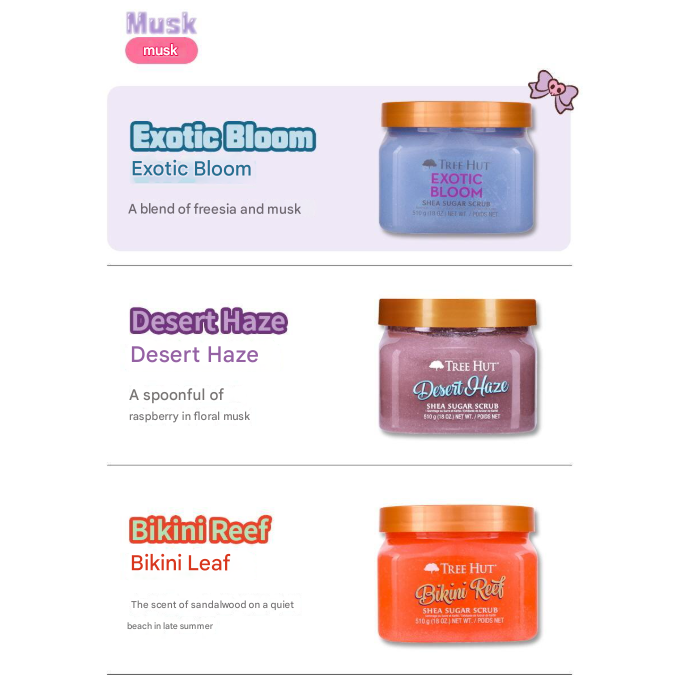 [Sanrio Collaboration] Tree Hut Shea Sugar Scrub 510 g (17 Options)