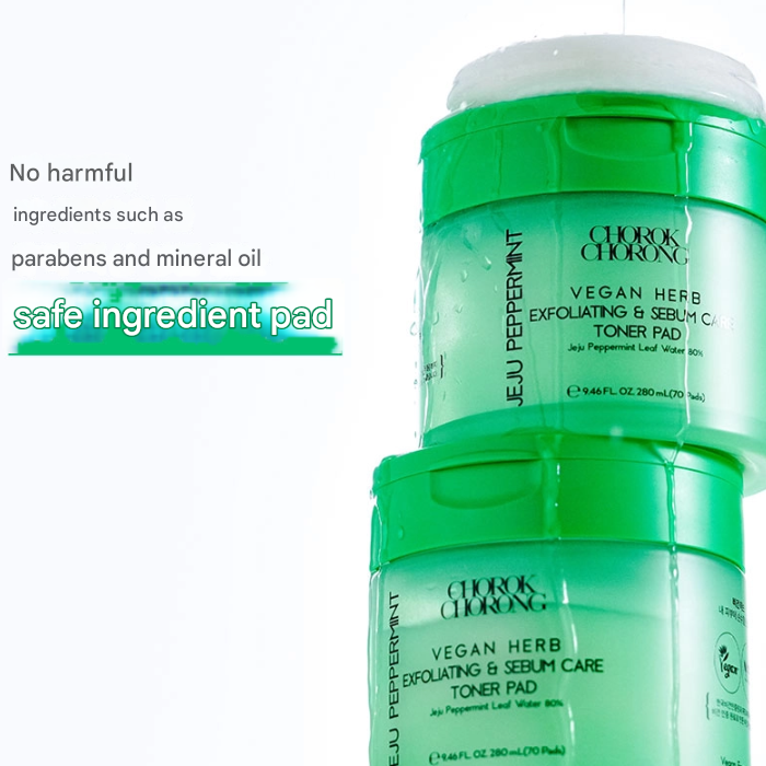 Chorok Chorong Vegan Herb Exfoliating & Sebum Care Jeju Peppermint Toner Pad (280ml+70Pads) (3 Options)