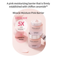 Ohui Miracle Moisture Pink Barrier Skin Softener 150ml / Emulsion 130ml / Ceramide Boosting Cream 30ml (+Random Free Gifts)