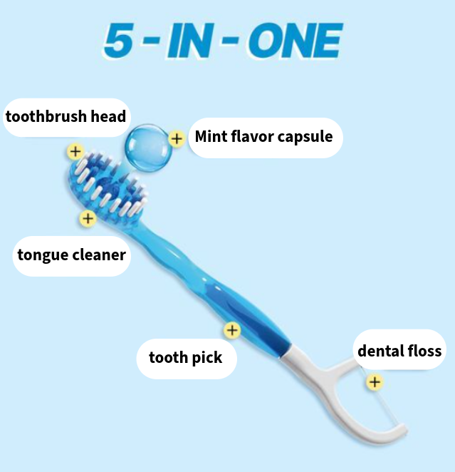 HR Medical Quick Clean Mint 5-in-1 Disposable Toothbrush 10pcs (3 Options)