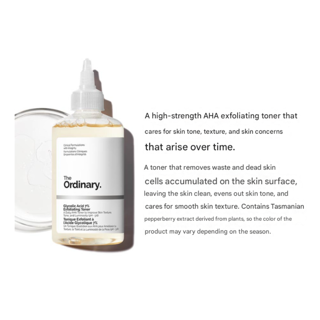 The Ordinary Glycolic Acid 7% Exfoliating Toner 100ml, 240ml (6 Options)