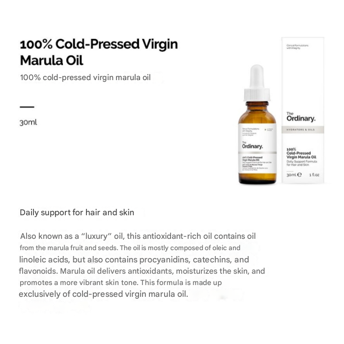 The Ordinary 100% Organic Cold-Pressed Virgin Marula Oil 30ml (3 Options)