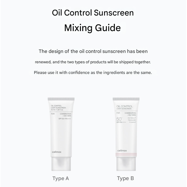 Celimax Oil Control Capsule Essence (30ml) ,+ Oil Control Light Sunscreen SPF50+ PA++++ (40ml) (7 Options)
